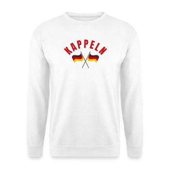 Kappeln Kreuzende Deutsche Flaggen - Unisex Pullover - Weiß - Vorne - Alina (178cm) & Michal (187cm)