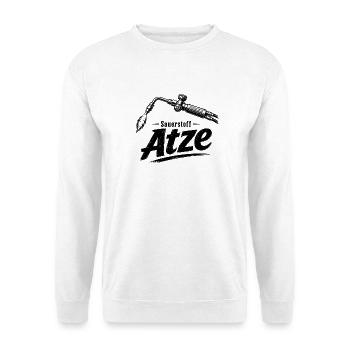 Autogen Schweißer Atze Sauerstoff - Unisex Pullover - Weiß - Vorne - Alina (178cm) & Michal (187cm)