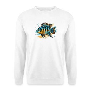 Schmetterlingsbuntbarsch Aquarium - Unisex Pullover - Weiß - Vorne - Alina (178cm) & Michal (187cm)