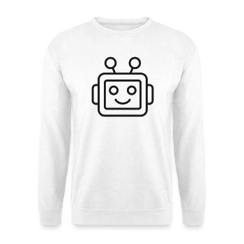 KI-Roboter-Kopfzeilen-Symbol - Unisex Pullover - Weiß - Vorne - Alina (178cm) & Michal (187cm)