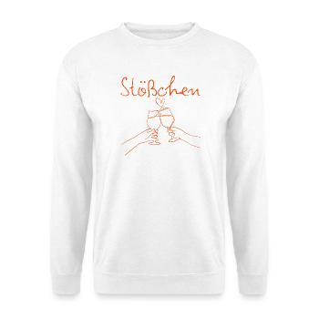 STÖßCHEN, PARTY, GESELLIGKEIT, DAYDRINKING 🥂🥂🥂 - Unisex Pullover - Weiß - Vorne - Alina (178cm) & Michal (187cm)