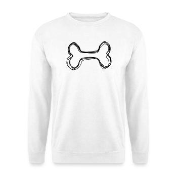 Knochen handgezeichnet - Unisex Pullover - Weiß - Vorne - Alina (178cm) & Michal (187cm)