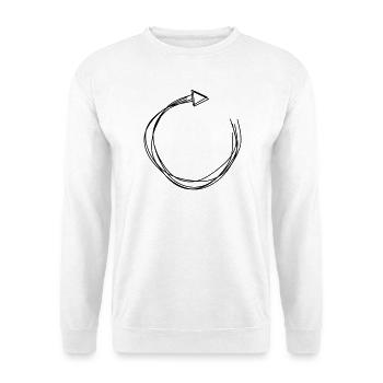 Kreispfeil handgezeichnet - Unisex Pullover - Weiß - Vorne - Alina (178cm) & Michal (187cm)