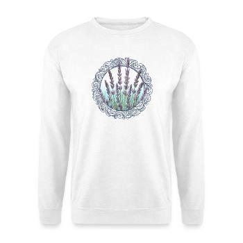 Lavendel in verzierten Rahmen Lavendelblüten - Unisex Pullover - Weiß - Vorne - Alina (178cm) & Michal (187cm)