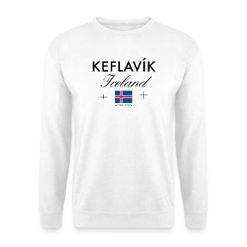 Keflavík Island Koordinaten Reise Souvenir - Unisex Pullover - Weiß - Vorne - Alina (178cm) & Michal (187cm)