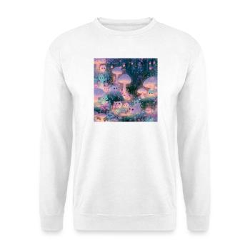Märchenwald voller Pilze und Kätzchen - Unisex Pullover - Weiß - Vorne - Alina (178cm) & Michal (187cm)