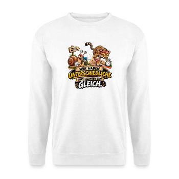 Wettbewerb Marathon Laufen Sport Gleichheit  - Unisex Pullover - Weiß - Vorne - Alina (178cm) & Michal (187cm)