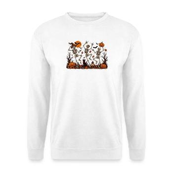 Tanzende Skelette Halloween Vintage - Unisex Pullover - Weiß - Vorne - Alina (178cm) & Michal (187cm)