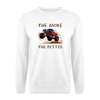Je mehr, desto besser: Monster Truck - Unisex Pullover - Weiß - Vorne - Alina (178cm) & Michal (187cm)