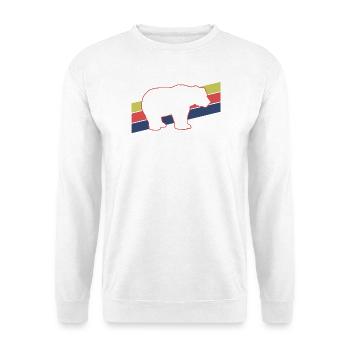 Bär Silhouette Retro Style - Unisex Pullover - Weiß - Vorne - Alina (178cm) & Michal (187cm)