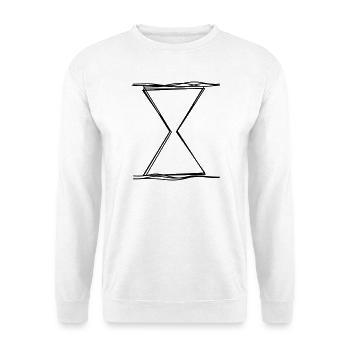 Sanduhr handgezeichnet - Unisex Pullover - Weiß - Vorne - Alina (178cm) & Michal (187cm)