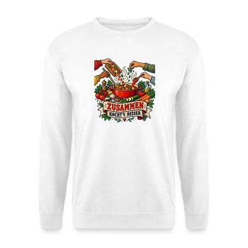 Zusammen kocht's besser - Unisex Pullover - Weiß - Vorne - Alina (178cm) & Michal (187cm)