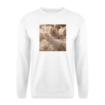 Flauschige beige Federn - Unisex Pullover - Weiß - Vorne - Alina (178cm) & Michal (187cm)