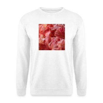 Intensive rosa Seidenblüten - Unisex Pullover - Weiß - Vorne - Alina (178cm) & Michal (187cm)