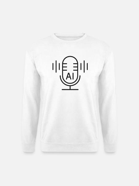 KI-Sprachassistent-Mikrofon-Zeilensymbol - Unisex Pullover - Weiß
