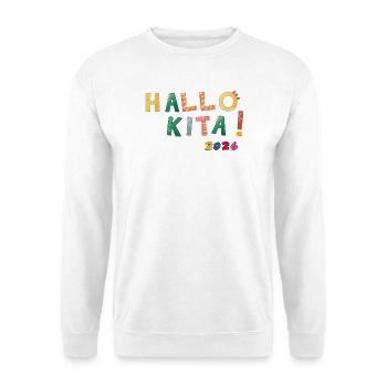 Hallo Kita 2026 - Unisex Pullover - Weiß - Vorne - Alina (178cm) & Michal (187cm)