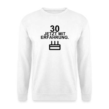 30 – Jetzt mit Erfahrung - Unisex Pullover - Weiß - Vorne - Alina (178cm) & Michal (187cm)
