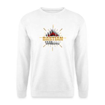 Bastian als Kegelchampion - Unisex Pullover - Weiß - Vorne - Alina (178cm) & Michal (187cm)