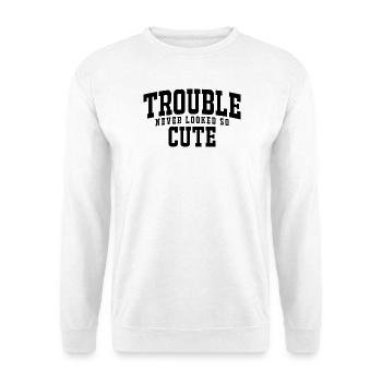 Ärger sah nie so süß aus Lustige Einstellung - Unisex Pullover - Weiß - Vorne - Alina (178cm) & Michal (187cm)