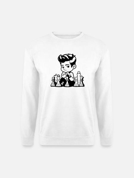Schachjunge Cartoon Look - Unisex Pullover - Weiß