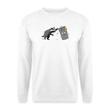 Trash-Dachs Chaos & Neugier - Unisex Pullover - Weiß - Vorne - Alina (178cm) & Michal (187cm)