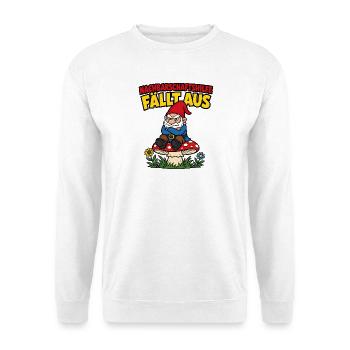 Nachbarschaftshilfe fällt aus – Gartenzwerg Shirt - Unisex Pullover - Weiß - Vorne - Alina (178cm) & Michal (187cm)
