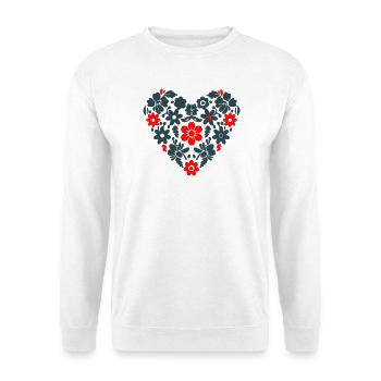 Blumenherz - Unisex Pullover - Weiß - Vorne - Alina (178cm) & Michal (187cm)