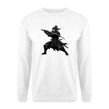 Samurai Katana Duell Heldenbild - Unisex Pullover - Weiß - Vorne - Alina (178cm) & Michal (187cm)