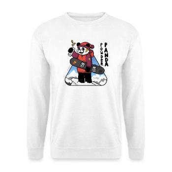 Bold Comic Powder Panda Snowboard-Kunst - Unisex Pullover - Weiß - Vorne - Alina (178cm) & Michal (187cm)