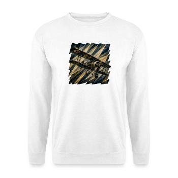 Futurismus_Flieger - Unisex Pullover - Weiß - Vorne - Alina (178cm) & Michal (187cm)