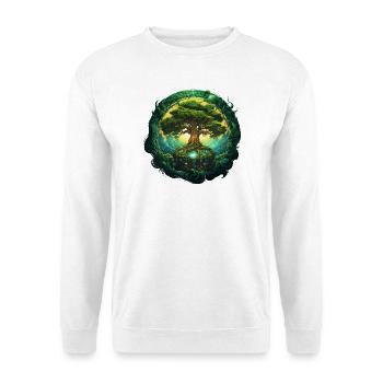 Baum des Lebens Mystisch Wikinger Design - Unisex Pullover - Weiß - Vorne - Alina (178cm) & Michal (187cm)