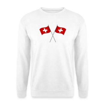 Schweizer Flagge - Unisex Pullover - Weiß - Vorne - Alina (178cm) & Michal (187cm)
