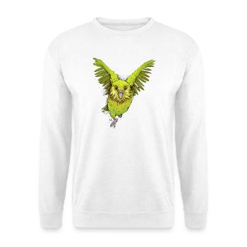 Kakapo Vogel aus Neuseeland - Unisex Pullover - Weiß - Vorne - Alina (178cm) & Michal (187cm)