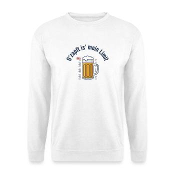 O'zapft is' mein Limit Bier Volksfest Shirt - Unisex Pullover - Weiß - Vorne - Alina (178cm) & Michal (187cm)