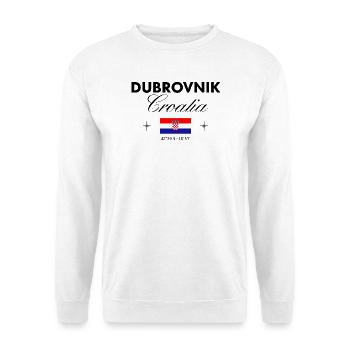 Dubrovnik Kroatien Koordinaten Reise Souvenir - Unisex Pullover - Weiß - Vorne - Alina (178cm) & Michal (187cm)