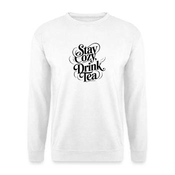 Bleib gemütlich, trink Tee - Unisex Pullover - Weiß - Vorne - Alina (178cm) & Michal (187cm)