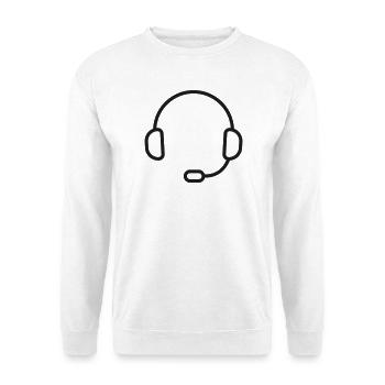 Headset Helpdesk Zeilen-Symbol - Unisex Pullover - Weiß - Vorne - Alina (178cm) & Michal (187cm)