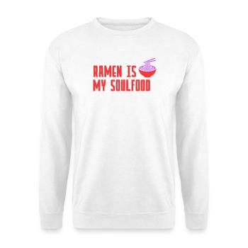 Ramen Is My Soulfood – Ramen Spruch - Unisex Pullover - Weiß - Vorne - Alina (178cm) & Michal (187cm)