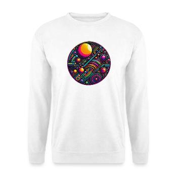 Psy Circle Kosmische Geometrie - Unisex Pullover - Weiß - Vorne - Alina (178cm) & Michal (187cm)