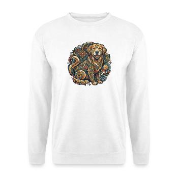 Blumenhunde Tattoo Motiv Muster - Unisex Pullover - Weiß - Vorne - Alina (178cm) & Michal (187cm)