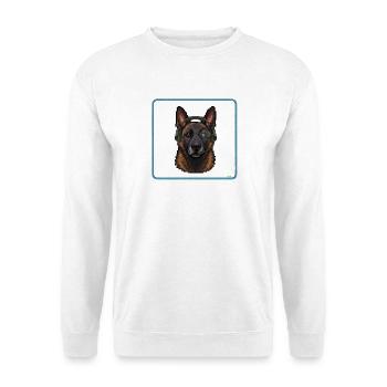 Malinois Ripley Dog 16-Bit - Unisex Pullover - Weiß - Vorne - Alina (178cm) & Michal (187cm)