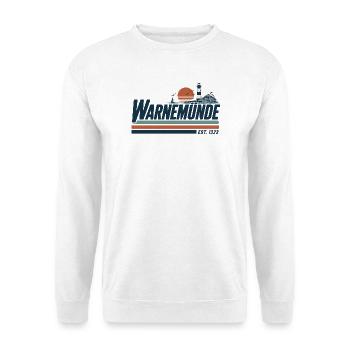 Warnemuende Hafen Silhouette - Unisex Pullover - Weiß - Vorne - Alina (178cm) & Michal (187cm)