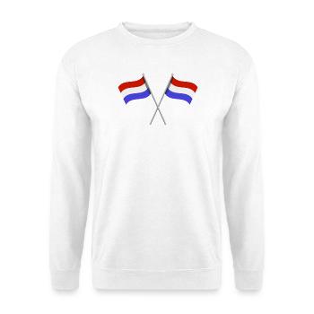 Niederländische Flagge - Unisex Pullover - Weiß - Vorne - Alina (178cm) & Michal (187cm)