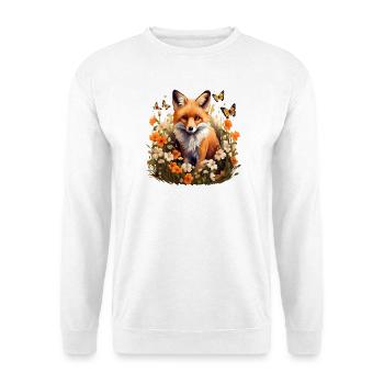 Natur - Herbstlich mit Fuchs Garten Design - Unisex Pullover - Weiß - Vorne - Alina (178cm) & Michal (187cm)