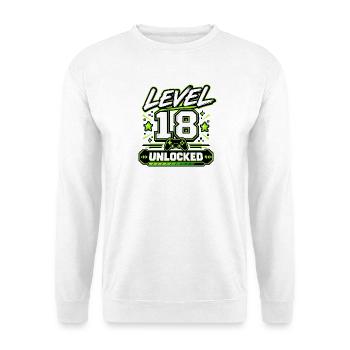 Level 18 Unlocked – Gamer Geburtstagsgeschenk - Unisex Pullover - Weiß - Vorne - Alina (178cm) & Michal (187cm)