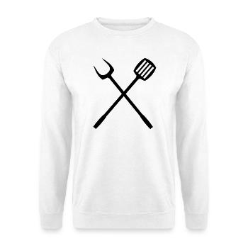 grill_grillzange besteck - Unisex Pullover - Weiß - Vorne - Alina (178cm) & Michal (187cm)