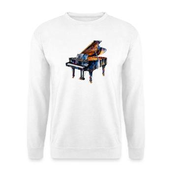 Wasserfarben Piano Impression - Unisex Pullover - Weiß - Vorne - Alina (178cm) & Michal (187cm)