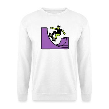 Skateboard Halfpipe Grafik - Unisex Pullover - Weiß - Vorne - Alina (178cm) & Michal (187cm)