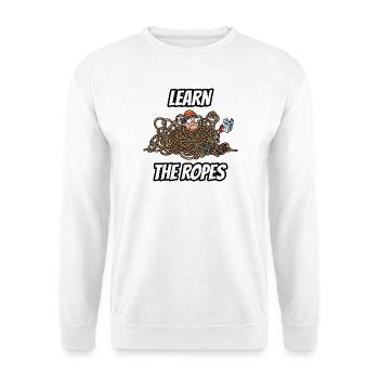 Learn the Basics – Witzige, wörtliche Idiom-Zeichentrickserie - Unisex Pullover - Weiß - Vorne - Alina (178cm) & Michal (187cm)