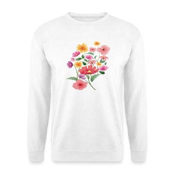 Blütenpracht Flora - Unisex Pullover - Weiß - Vorne - Alina (178cm) & Michal (187cm)